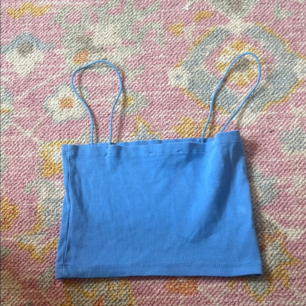 Zara Blue Ribbed Crop Top - Picture 3 of 3